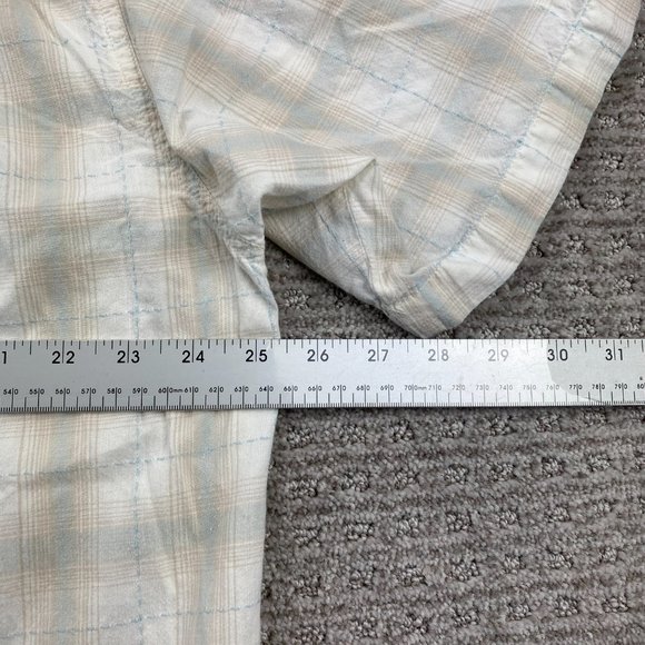 Vintage Columbia Shirt Men Extra Large XL Beige Plaid Casual Button Up Polo - Picture 10 of 11